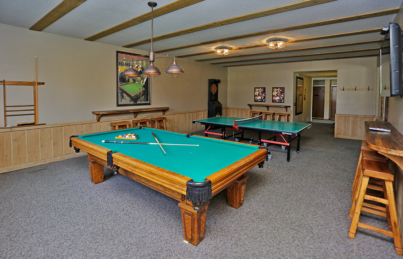 Hit the game room for billiards and shuffleboard...